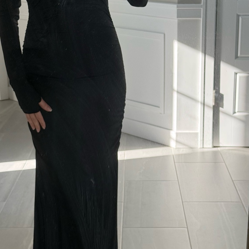 Elegant Black Long Sleeve maxi dress for women